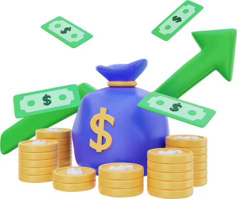 3d money bag grow up